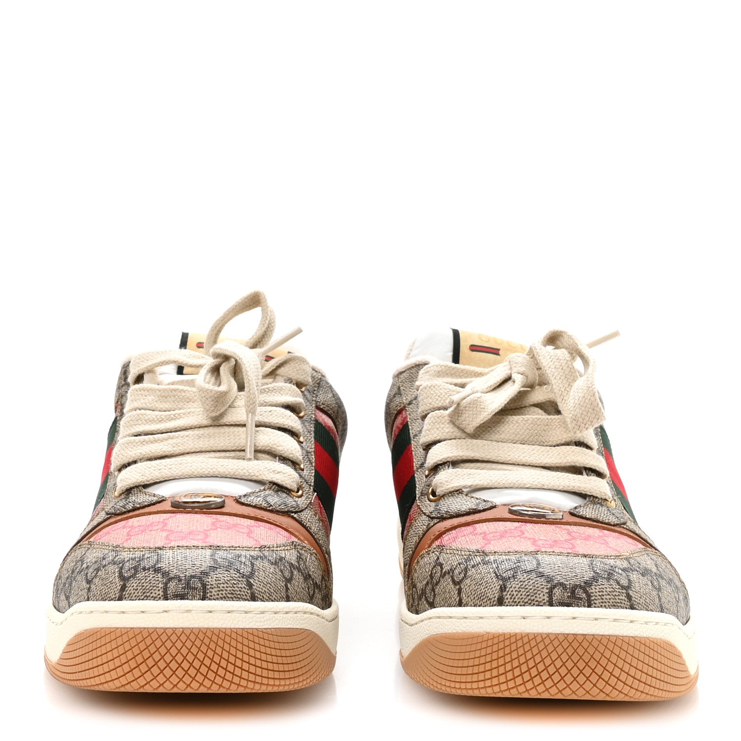 Gucci GG Supreme Monogram Harness Calfskin Web Mens Screener Sneakers 10.5 Beige Ebony Rosso Harness Brown 3 of 10
