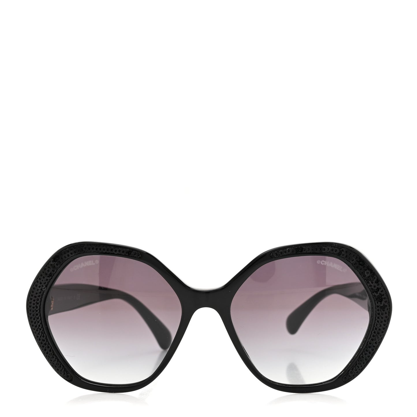 Acetate Sequin Round Sunglasses 5451-A Black
