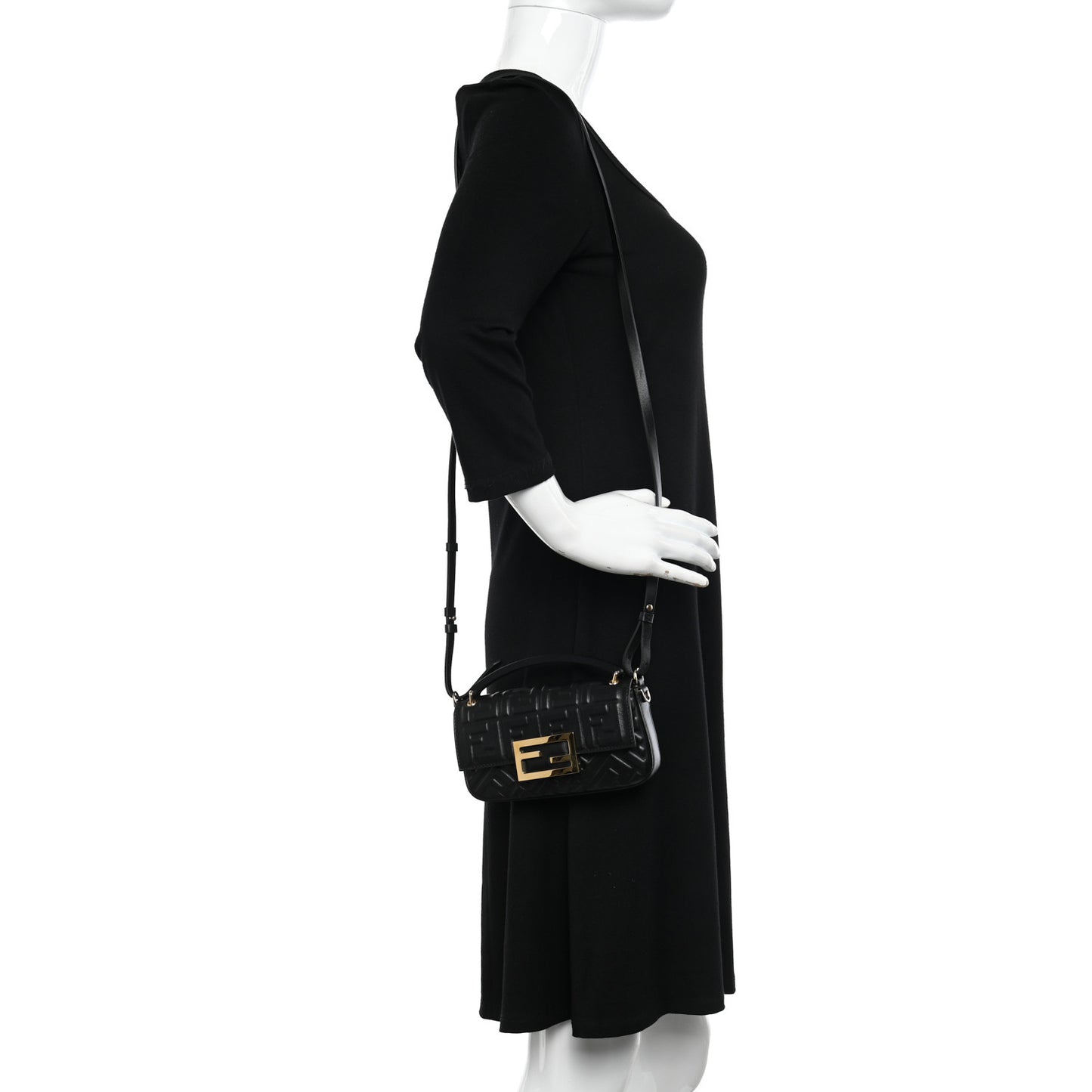 Nappa FF 1974 Embossed Phone Baguette Black