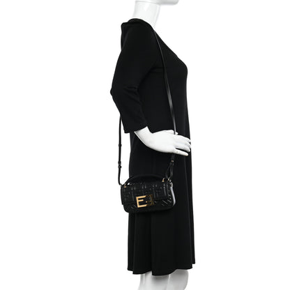 Fendi Nappa FF 1974 Embossed Phone Baguette Black 2 of 9