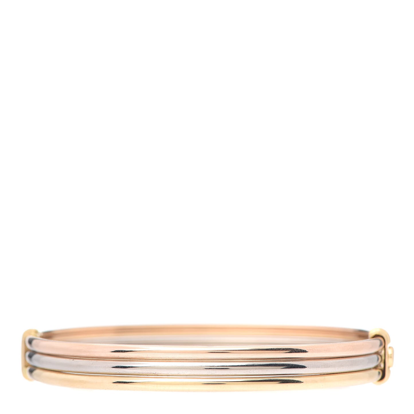 18K Pink Yellow White Gold Trinity Hinged Bangle Bracelet