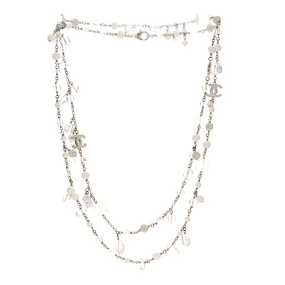 Chanel Enamel Crystal CC Long Necklace White 2 of 3