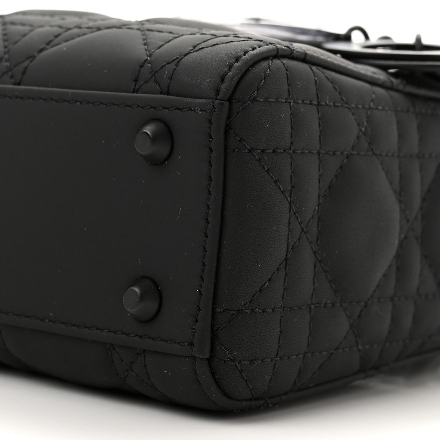 Ultra Matte Calfskin Cannage Mini Lady Dior Black