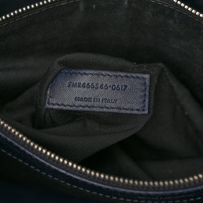 Saint Laurent Calfskin Crocodile Embossed Small Supple Sac de Jour Navy 7 of 10
