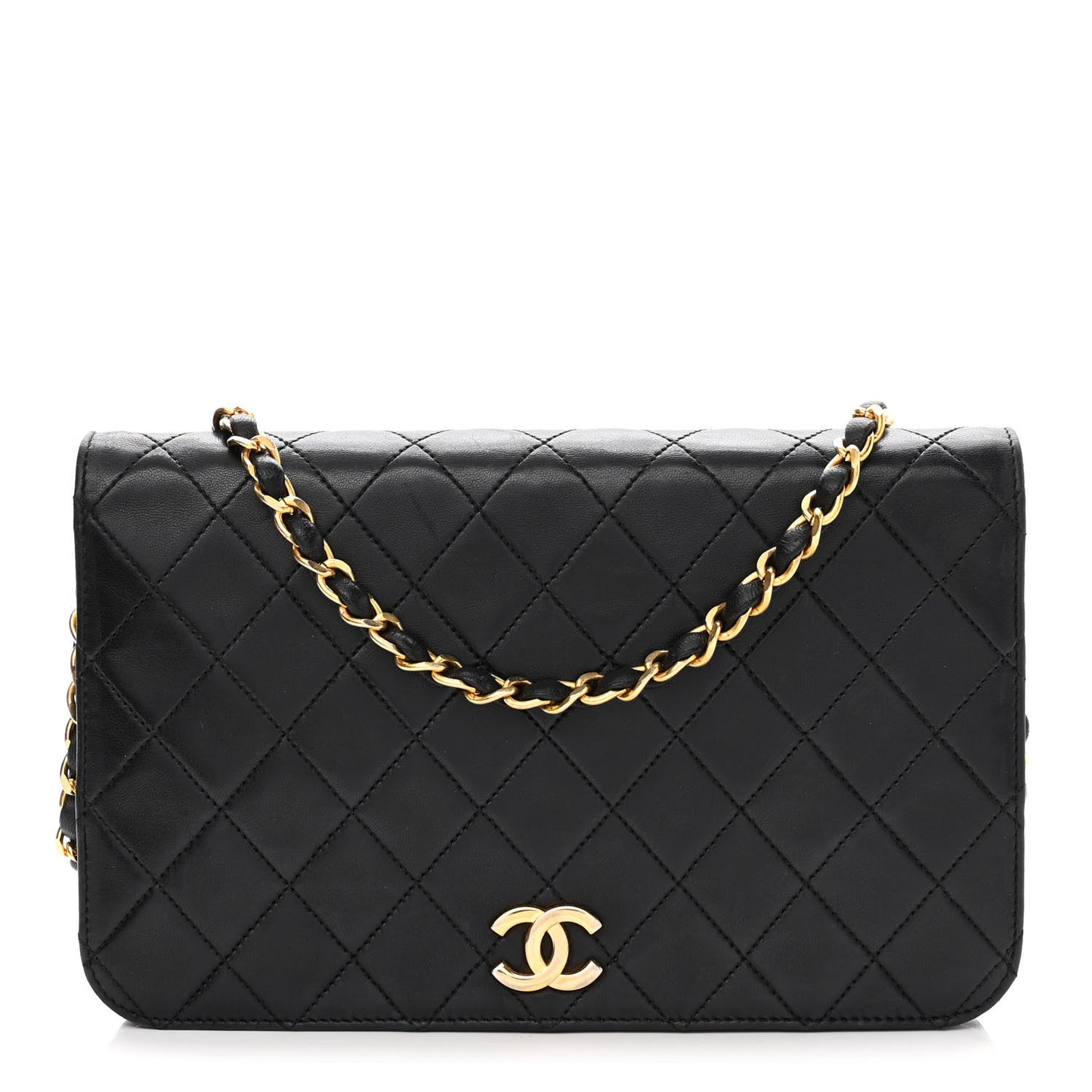 Lambskin Quilted Small Single Flap Black