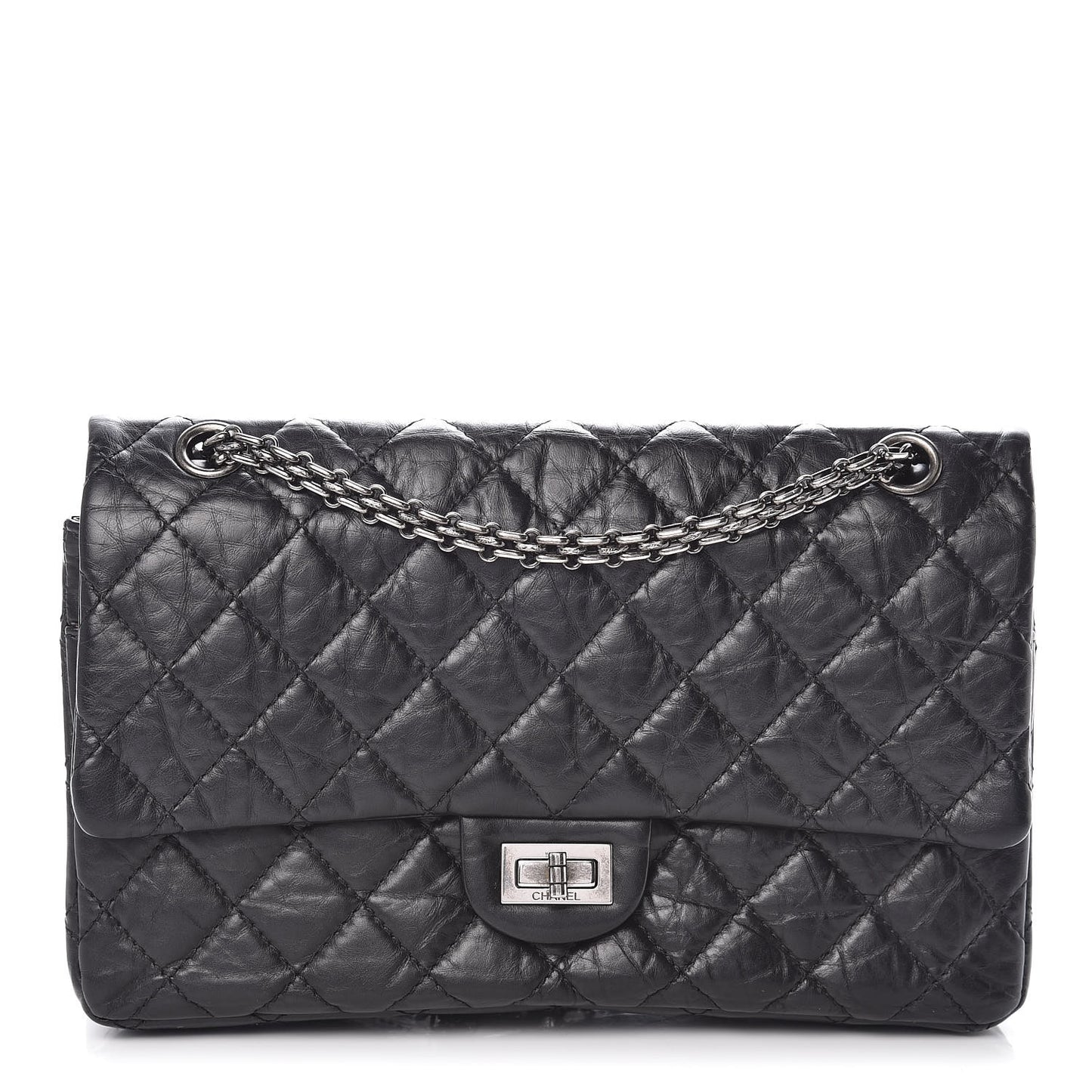 Aged Calfskin Quilted 2.55 Reissue 226 Flap Black