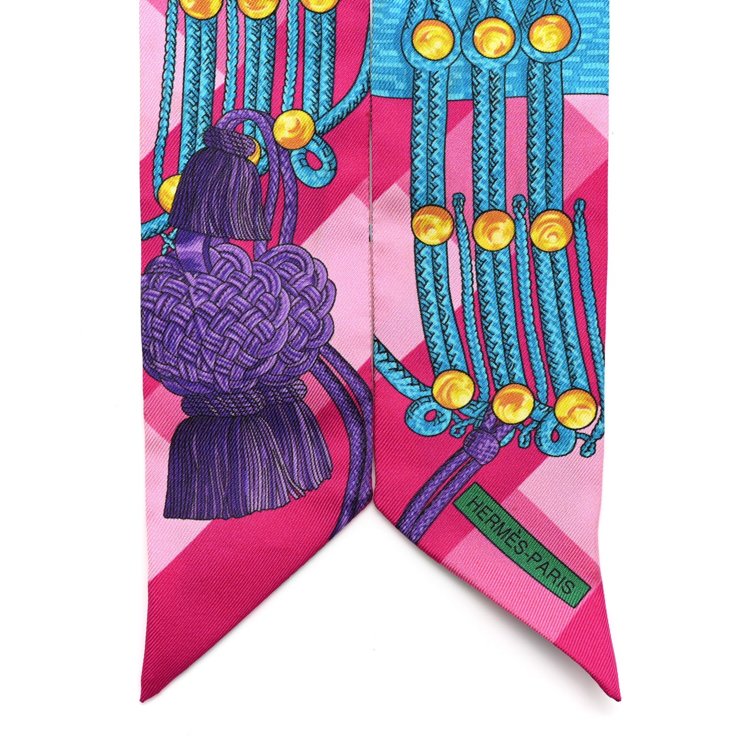 Hermes Silk Brandebourgs Twilly Fuchsia Turquoise Emeraude 2 of 4
