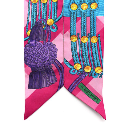 Hermes Silk Brandebourgs Twilly Fuchsia Turquoise Emeraude 2 of 4