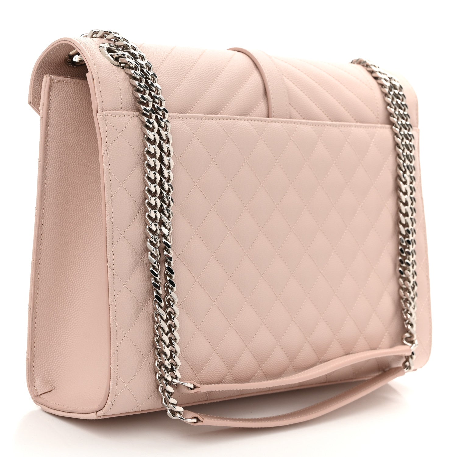 Saint Laurent Grain De Poudre Textured Mixed Matelasse Large Triquilt Monogram Satchel Rose 3 of 10
