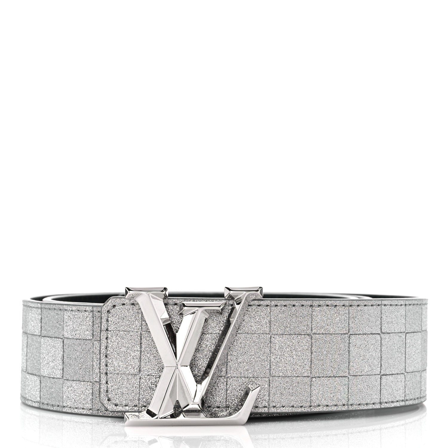 Louis Vuitton Damier Glitter Calfskin 40mm LV Pyramide Belt 100 40 Silver 1 of 5