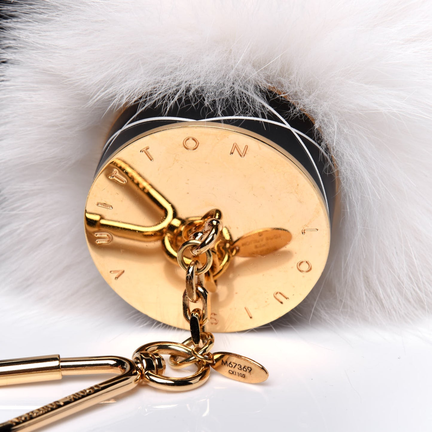 Fox Fur Fuzzy V Bag Charm White