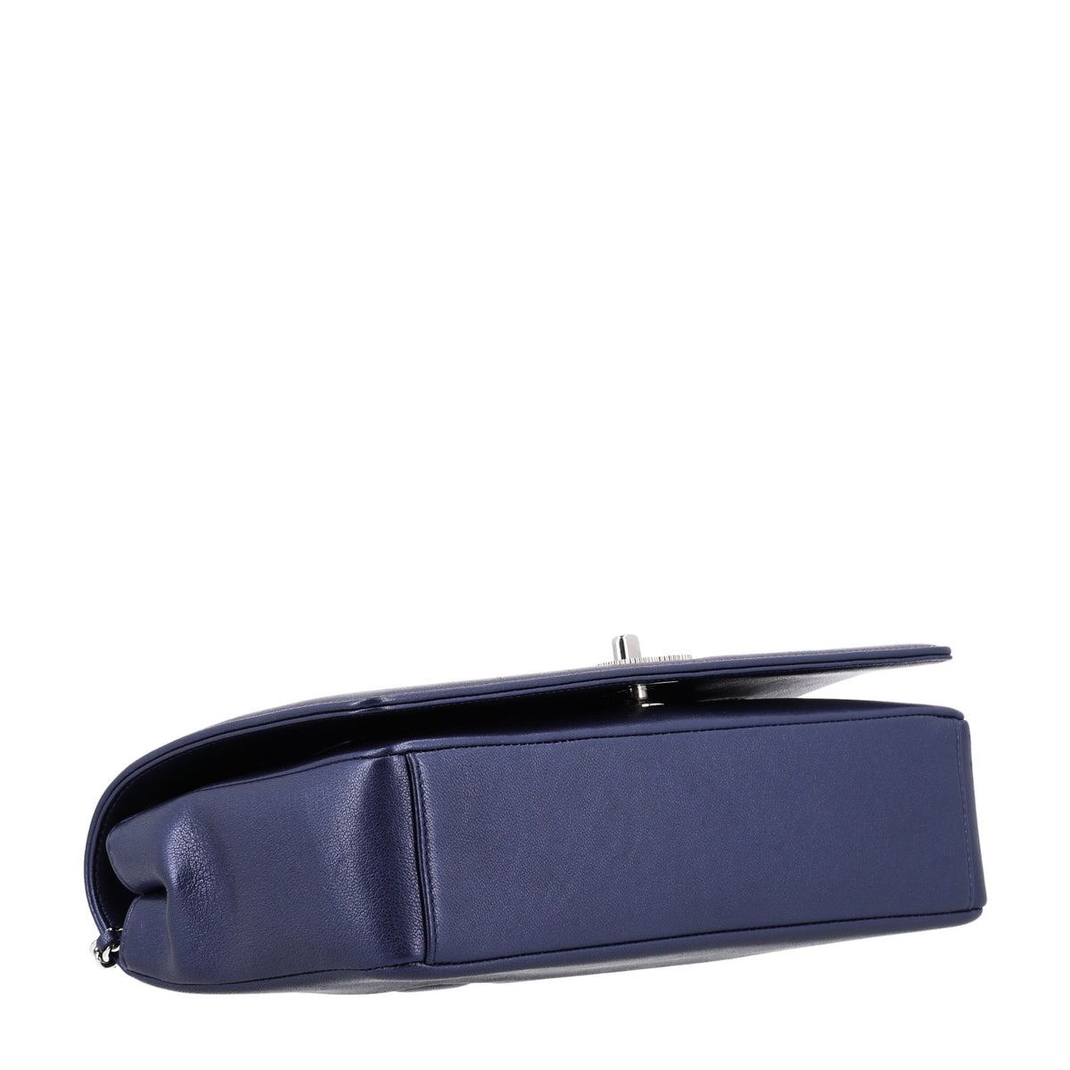 Chanel Metallic Sheepskin Chevron Quilted Medium Vintage Mademoiselle Flap Navy 4 of 10