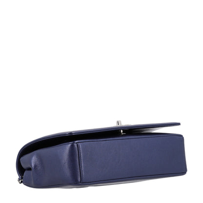 Chanel Metallic Sheepskin Chevron Quilted Medium Vintage Mademoiselle Flap Navy 4 of 10