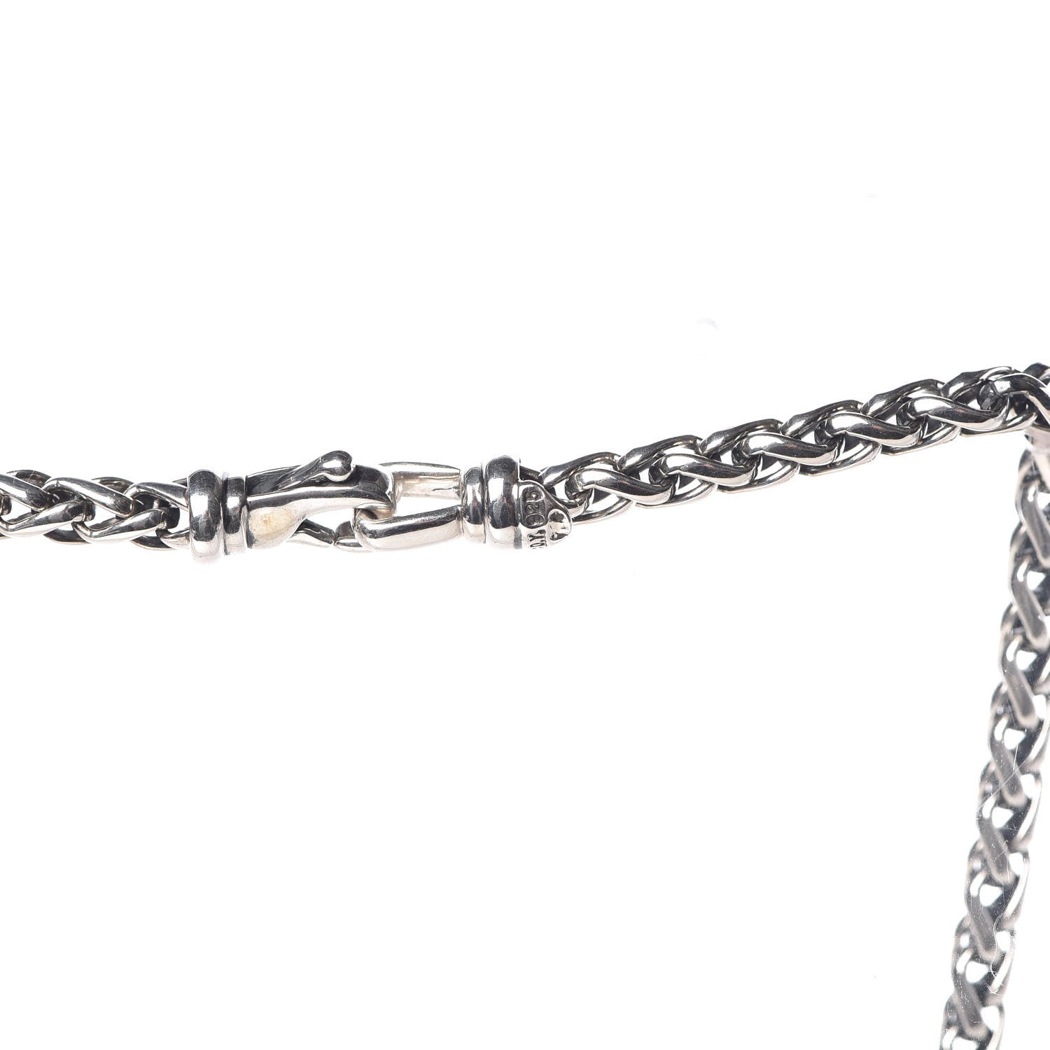 David Yurman Sterling Silver Diamond Quatrefoil Lariat Wheat Chain Necklace 6 of 6