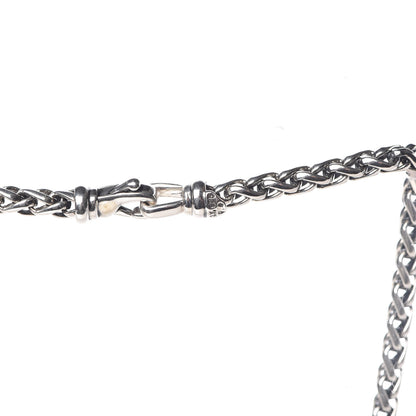 David Yurman Sterling Silver Diamond Quatrefoil Lariat Wheat Chain Necklace 6 of 6