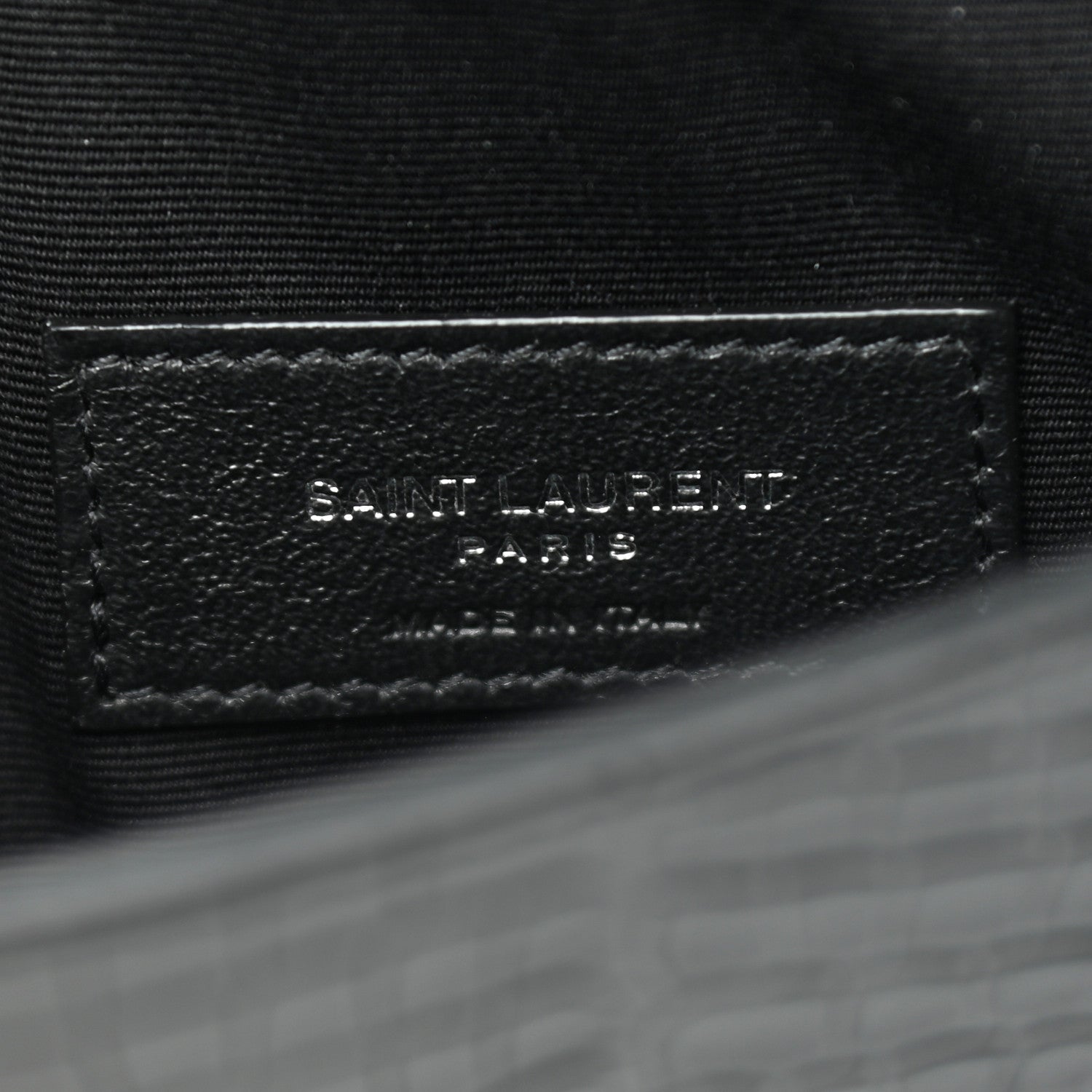 Saint Laurent Calfskin Crocodile Embossed Uptown Monogram Pouch Black 6 of 7