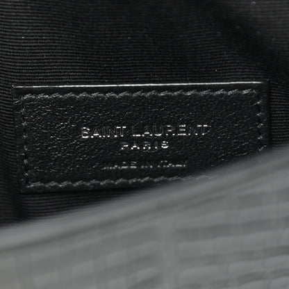 Saint Laurent Calfskin Crocodile Embossed Uptown Monogram Pouch Black 6 of 7