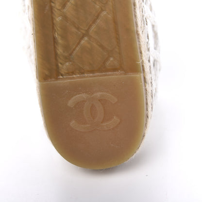 Chanel Woven Fabric Grosgrain CC Espadrilles 41 White Black 8 of 11