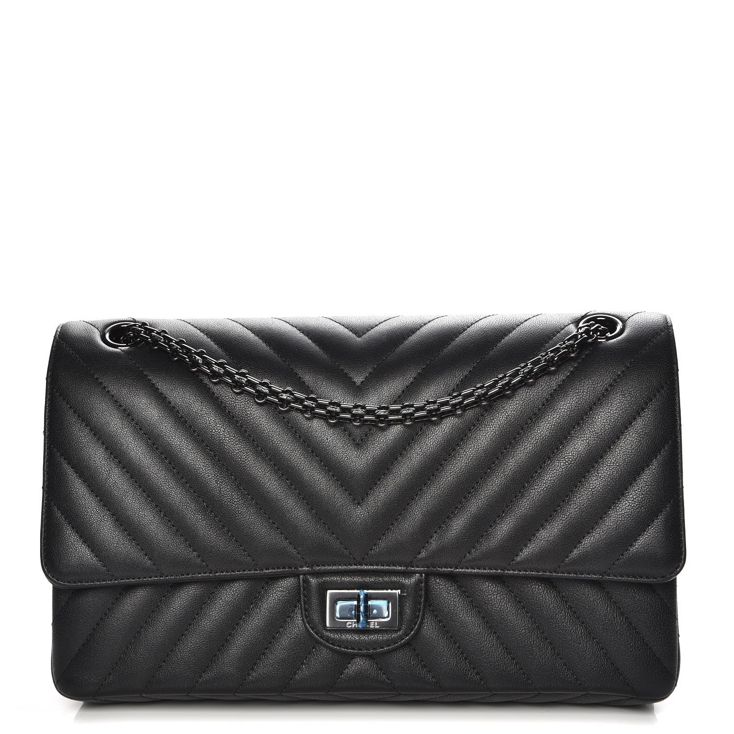 Chanel Sheepskin Chevron Quilted 2.55 Reissue 226 Flap So Black 1 of 10