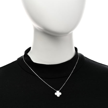 Van Cleef & Arpels 18K White Gold Mother of Pearl Vintage Alhambra Pendant Necklace 2 of 6