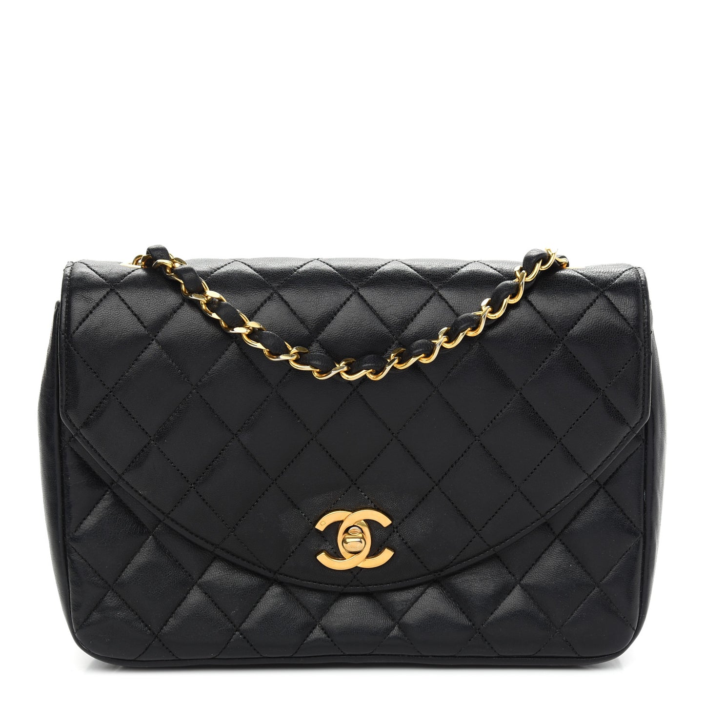 Lambskin Quilted Small Single Flap Black