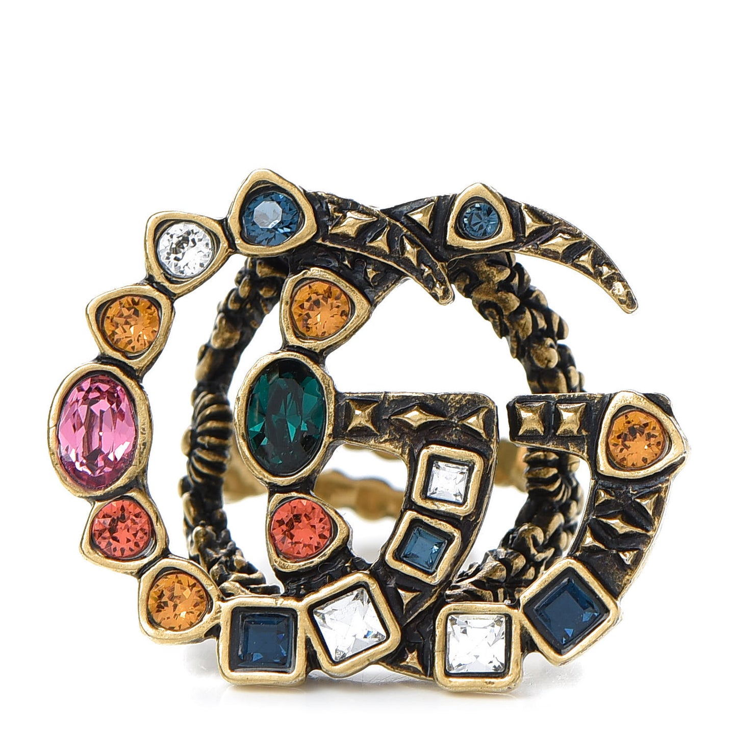 Crystal Double G Ring M Multicolor