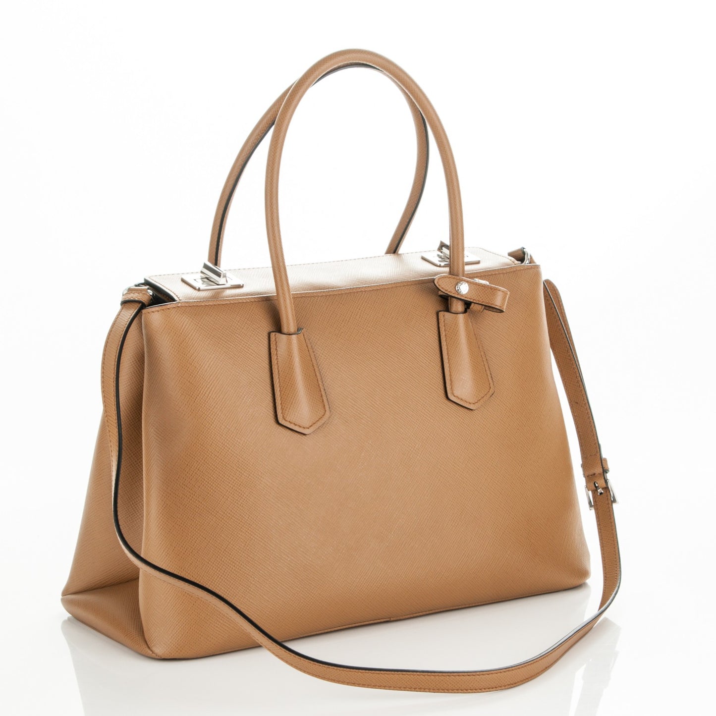 Saffiano Cuir Twin Tote Caramel