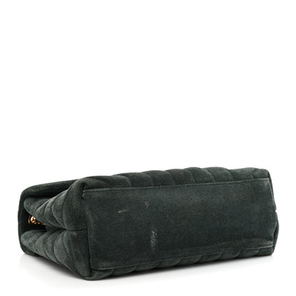 Saint Laurent Suede Calfskin Y Quilted Monogram Small Loulou Chain Satchel Green 4 of 16