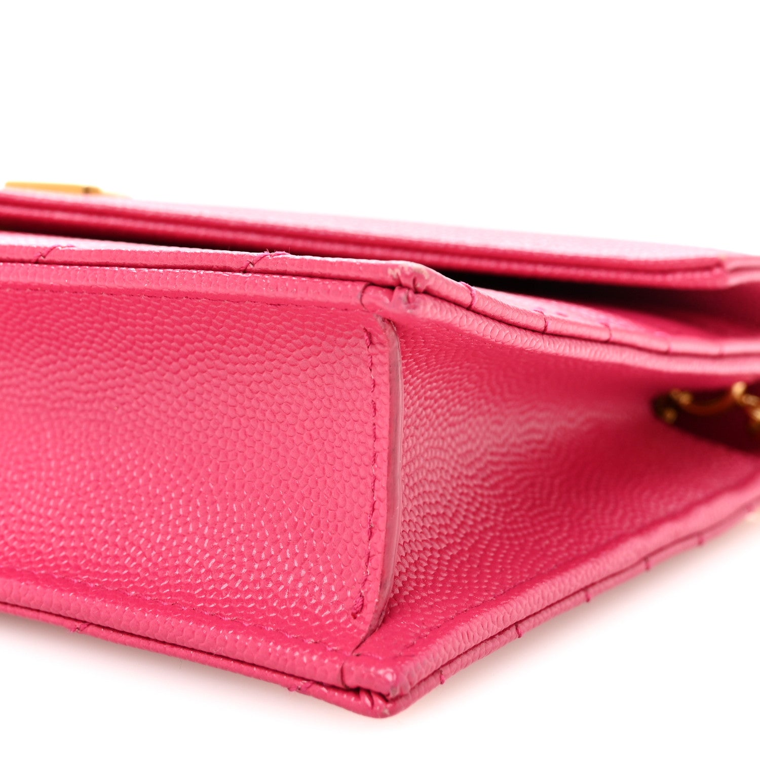 Saint Laurent Grain De Poudre Matelasse Chevron Monogram Envelope Chain Wallet Fresh Fuchsia 9 of 10