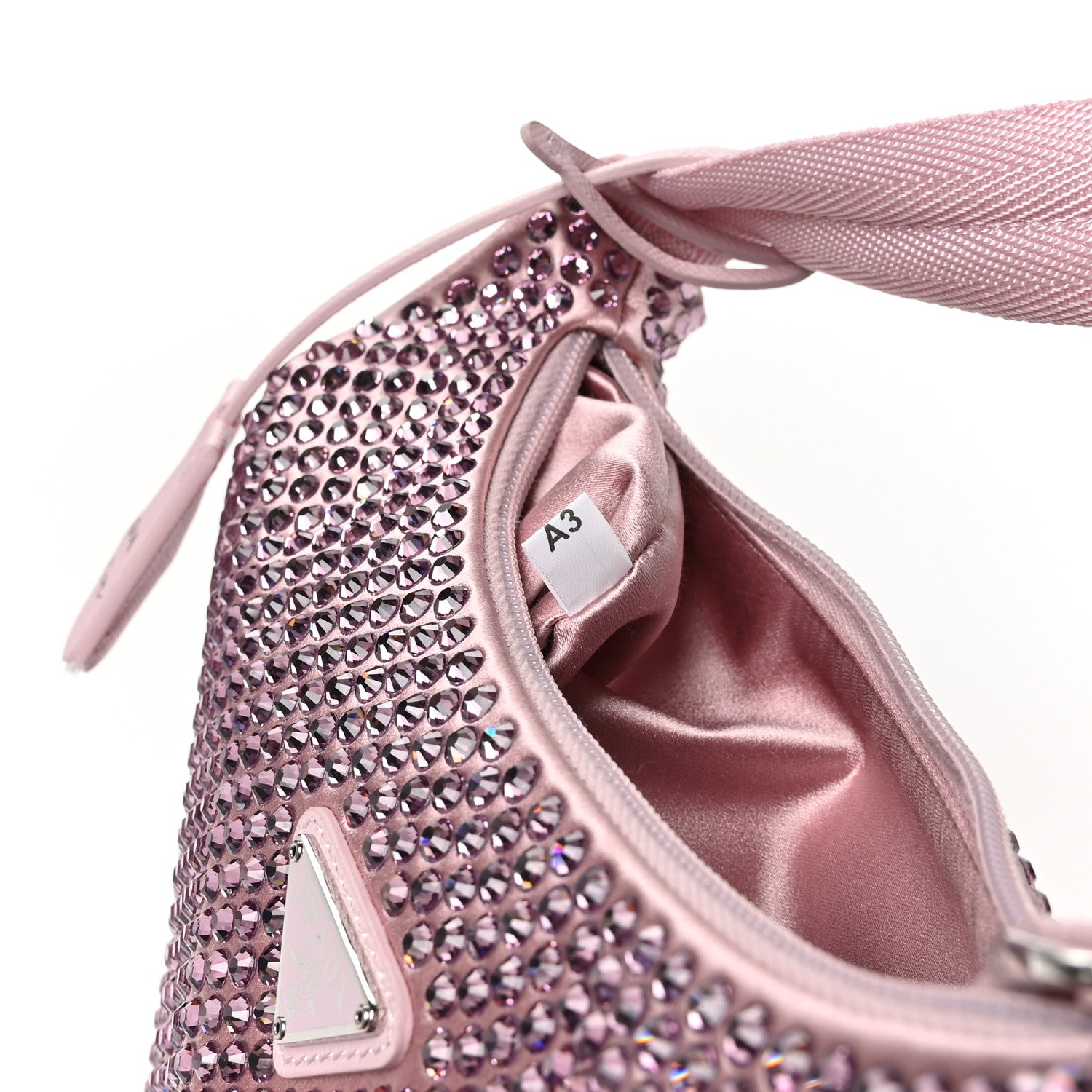 Prada Satin Crystal Mini Re-Edition 2000 Bag Alabastro 8 of 12