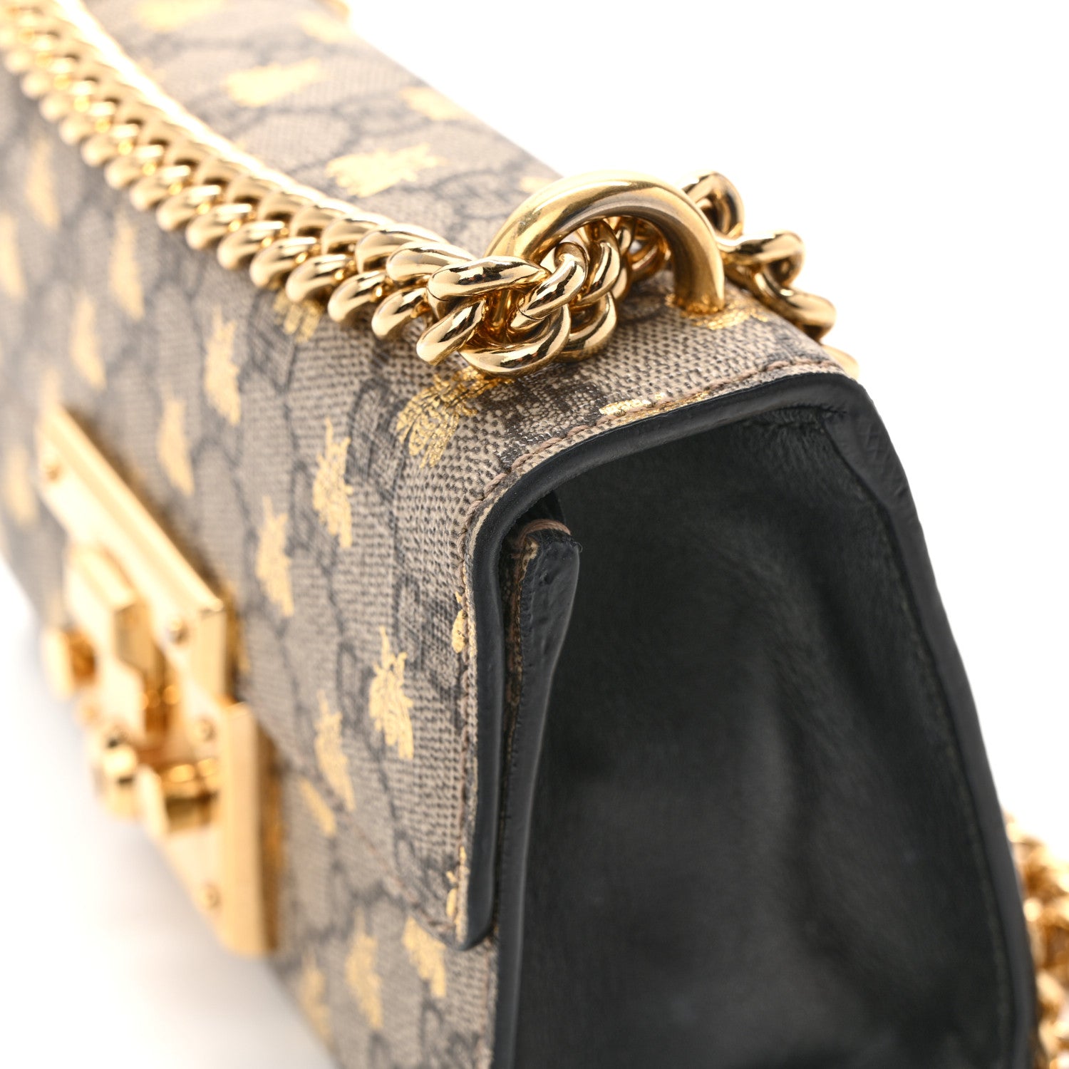 Gucci GG Supreme Monogram Bees Small Padlock Shoulder Bag Black 11 of 14