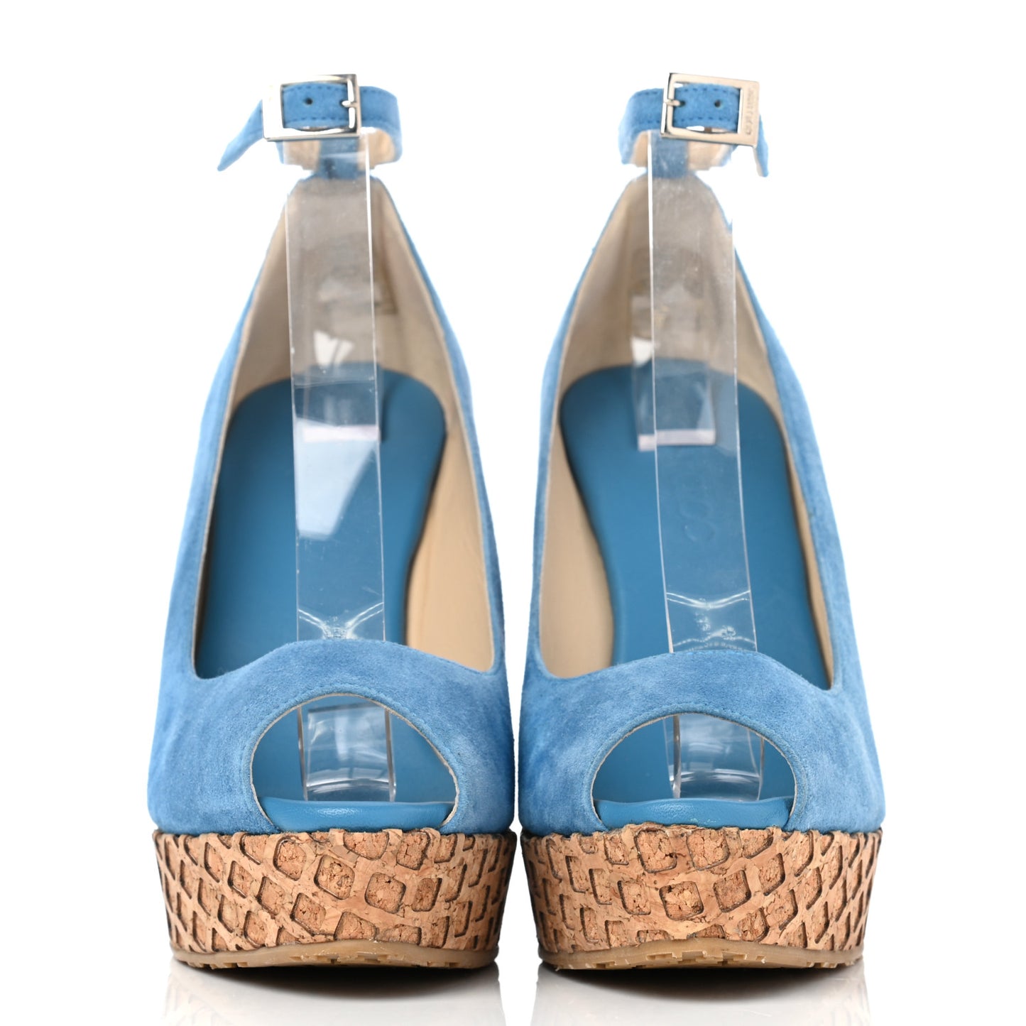 Suede Cork Pacific 120 Wedge Sandals 40 Blue
