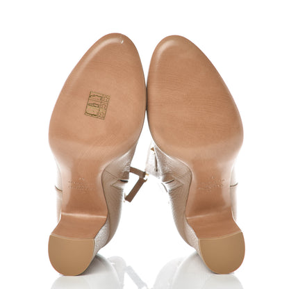 Valentino Garavani Pebbled Calfskin Rockstud Single Buckle 90mm Block Heel Ankle Boots 37 Camel Rose 5 of 8