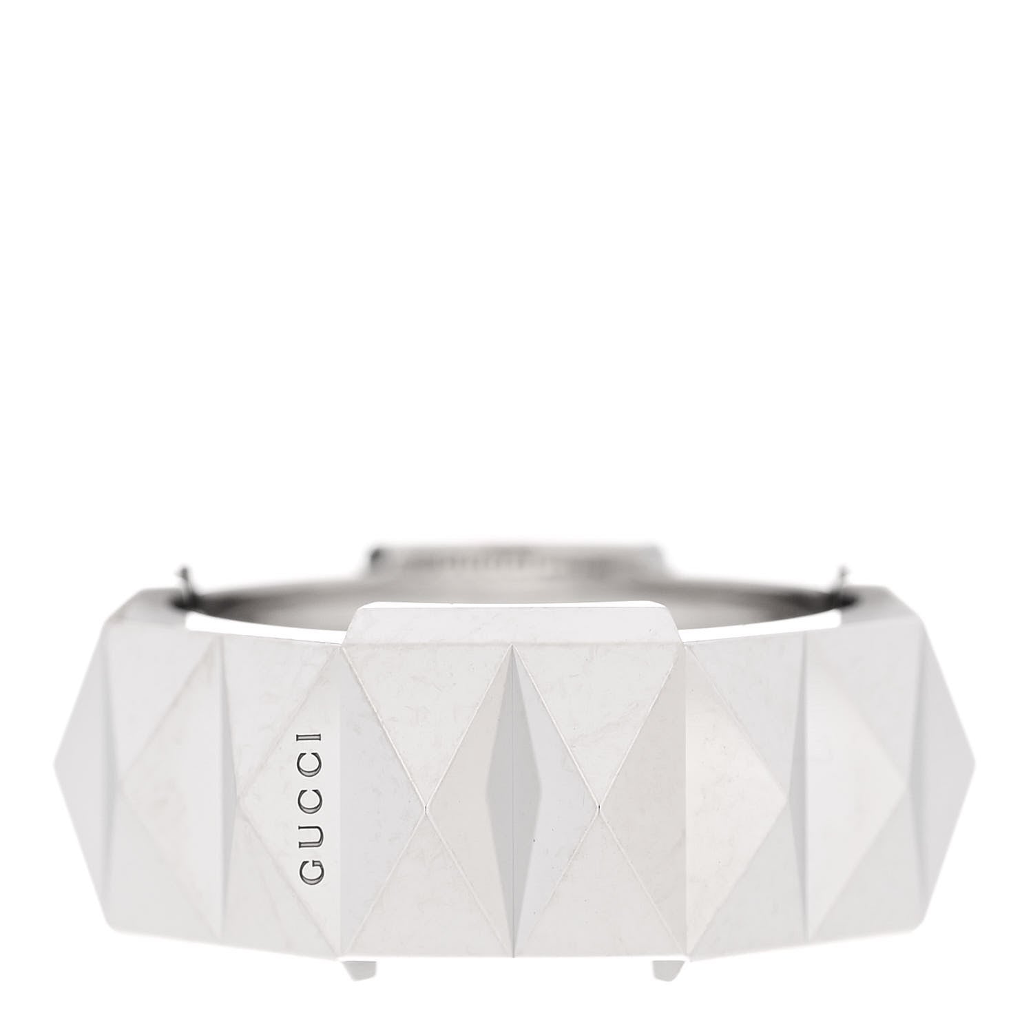 Gucci 18K White Gold 9mm Link To Love Stud Ring 51 5.75 1 of 6