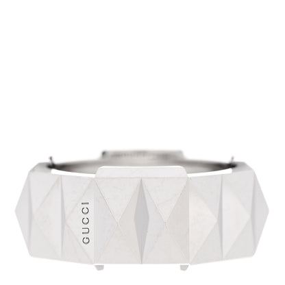Gucci 18K White Gold 9mm Link To Love Stud Ring 51 5.75 1 of 6
