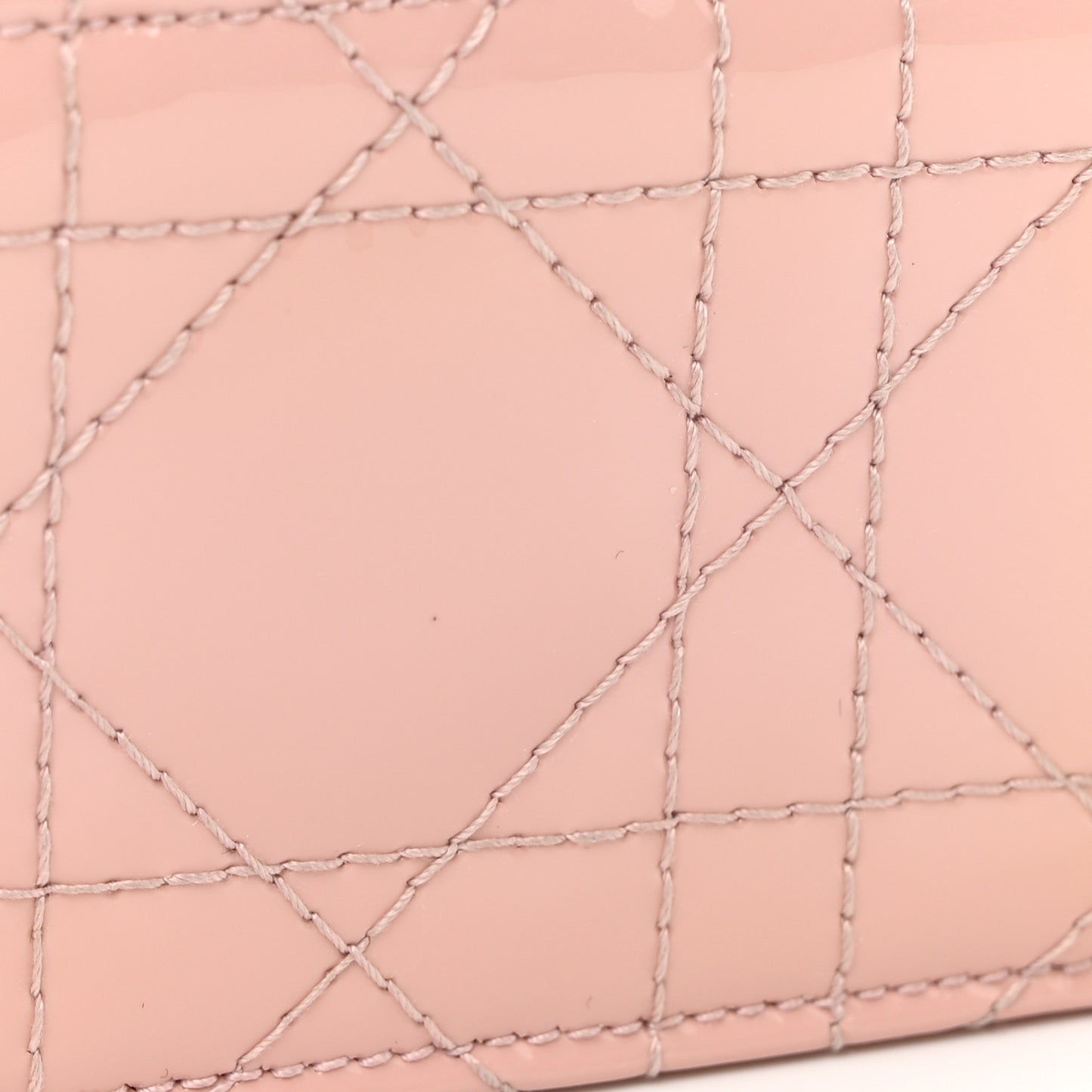 CHRISTIAN DIOR Patent Cannage Lady Dior 5-Gusset Card Holder Pink