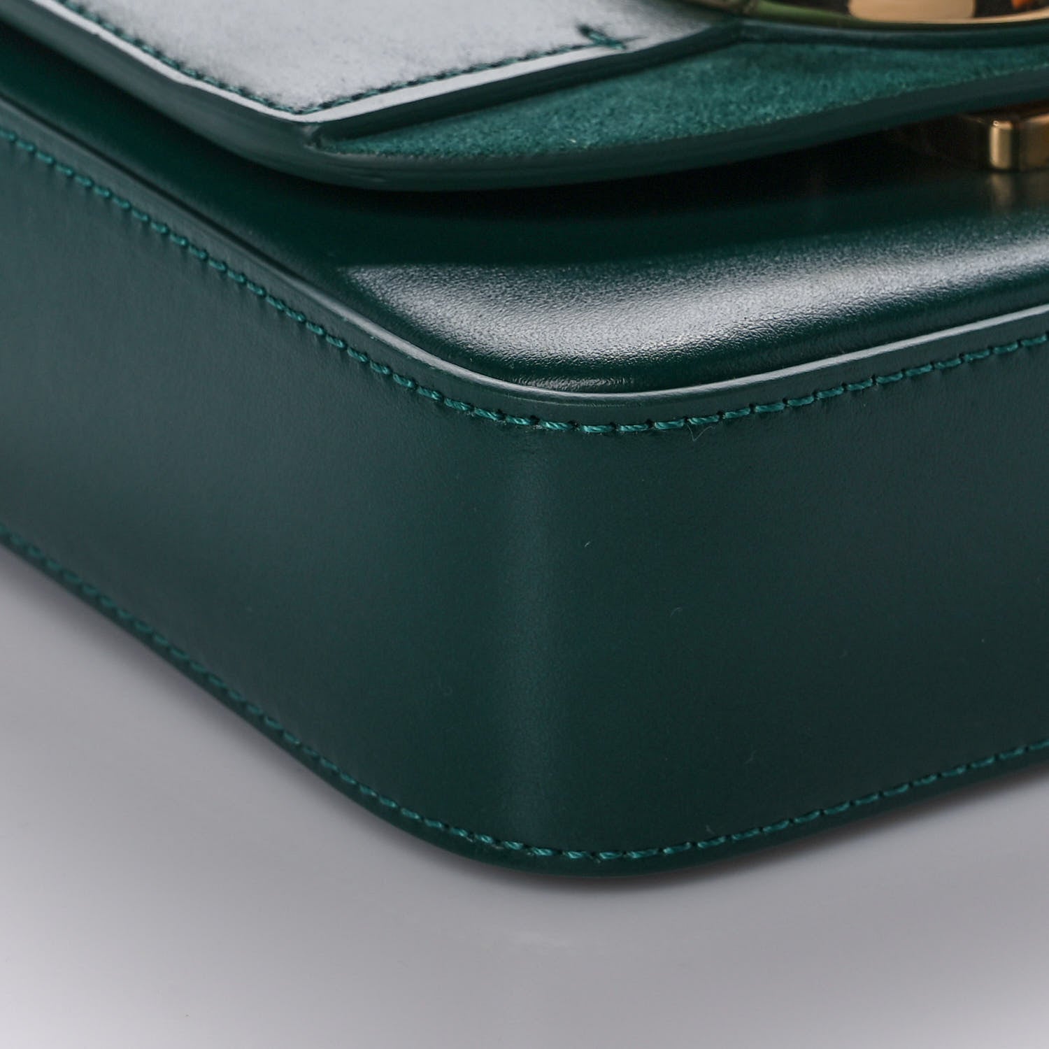 Chloe Shiny Calfskin Suede Mini C Double Carry Green 10 of 11