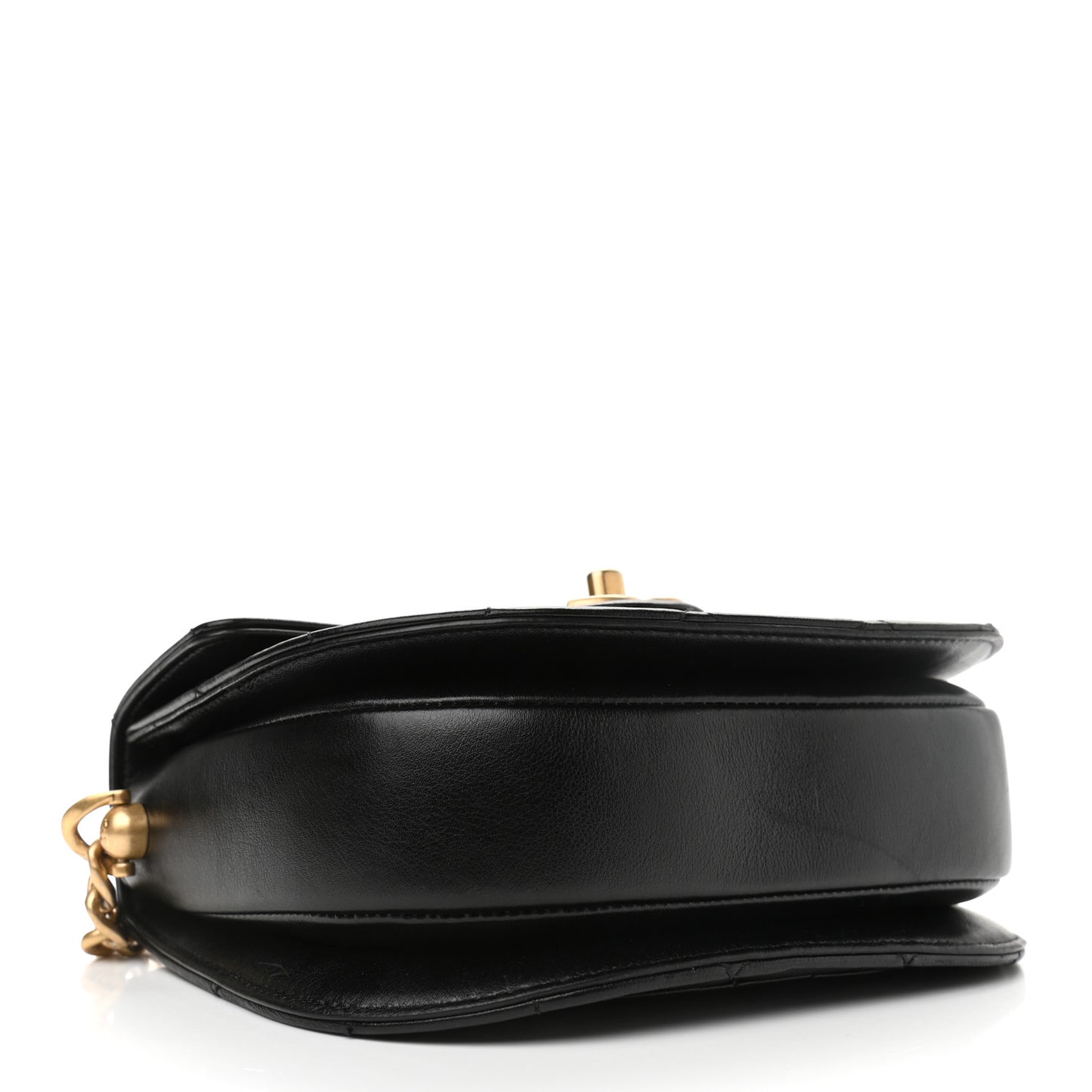 Calfskin Quilted Moon Messenger Black