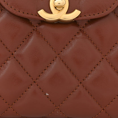 Chanel Shiny Aged Calfskin Quilted Nano Kelly Shopper Brown 11 of 11