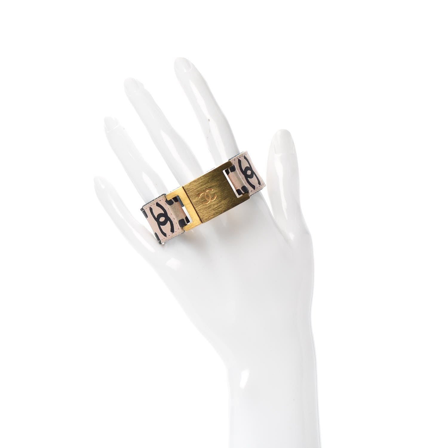 Chanel Denim Canvas CC Bracelet Beige Black 2 of 4