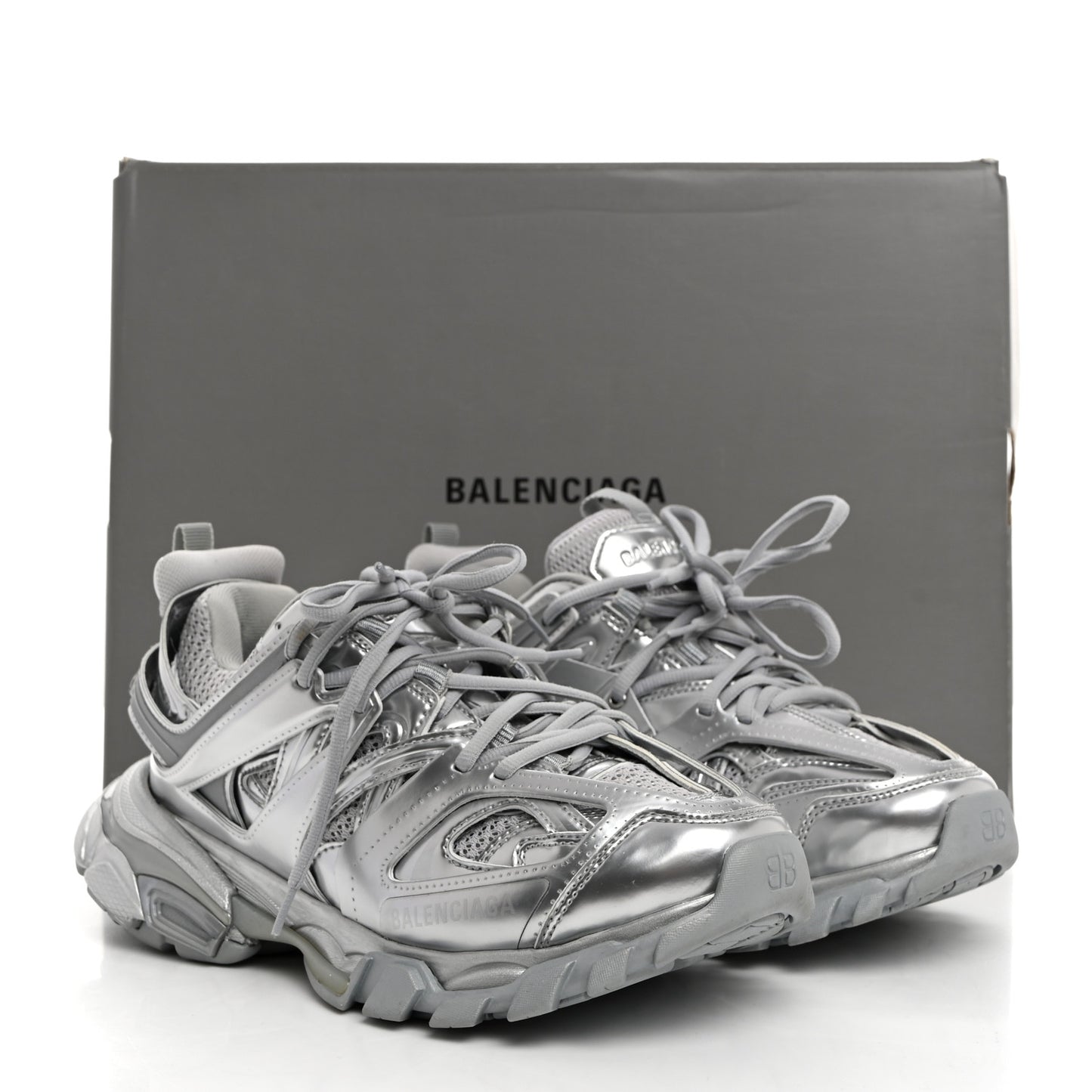 Metallic Calfskin Mesh Nylon Womens Track Sneakers 38 Silver