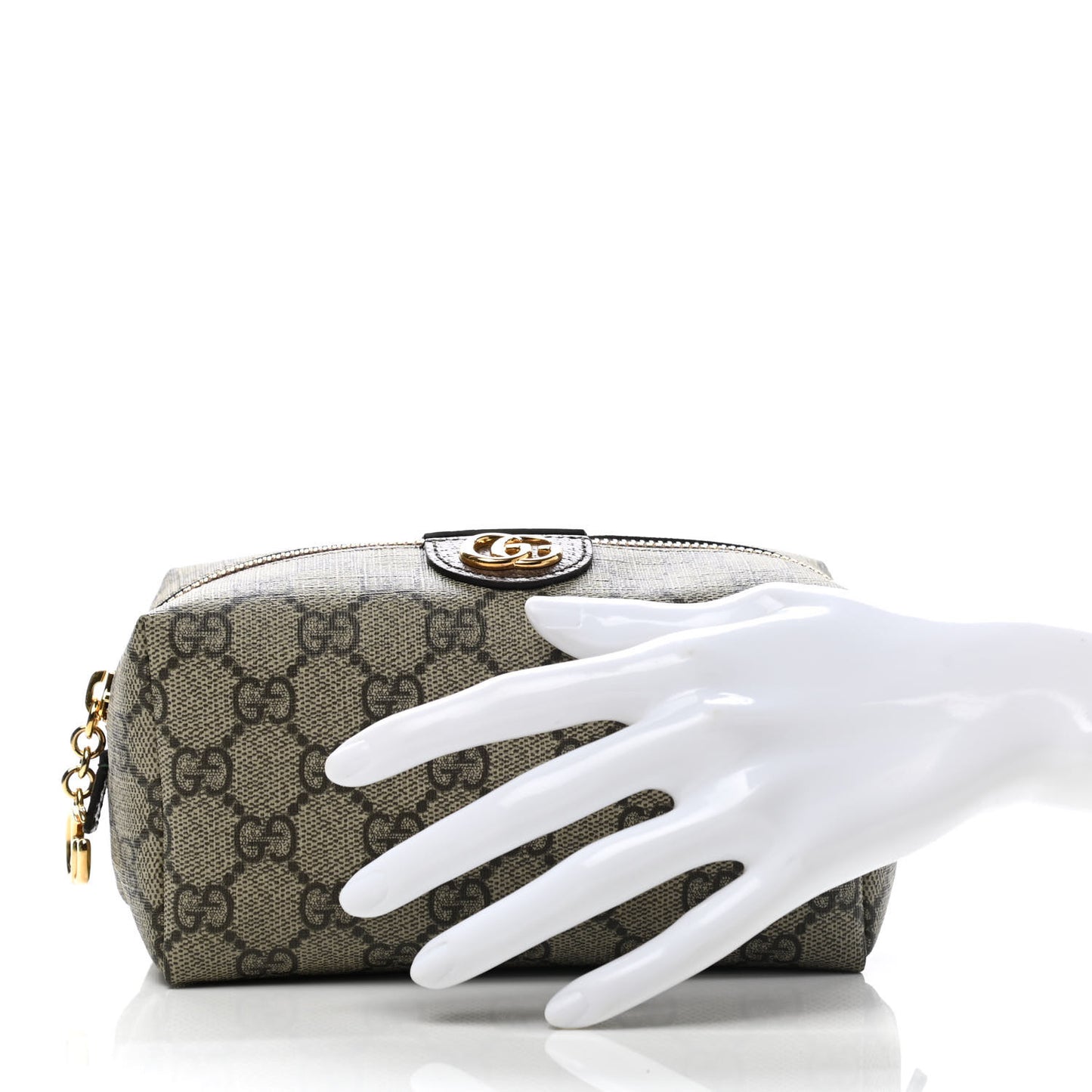 Soft GG Supreme Monogram Calfskin Medium Ophidia Cosmetic Case Beige Ebony New Acero