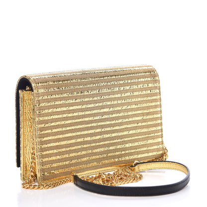 Saint Laurent Metallic Goatskin Lambskin Classic Monogram Kate Tassel Chain Wallet Gold 3 of 9