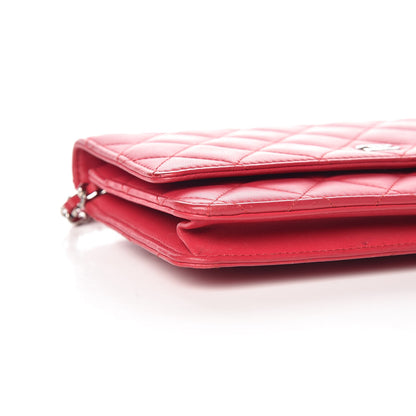 Chanel Lambskin Quilted Wallet On Chain WOC Dark Pink 5 of 11