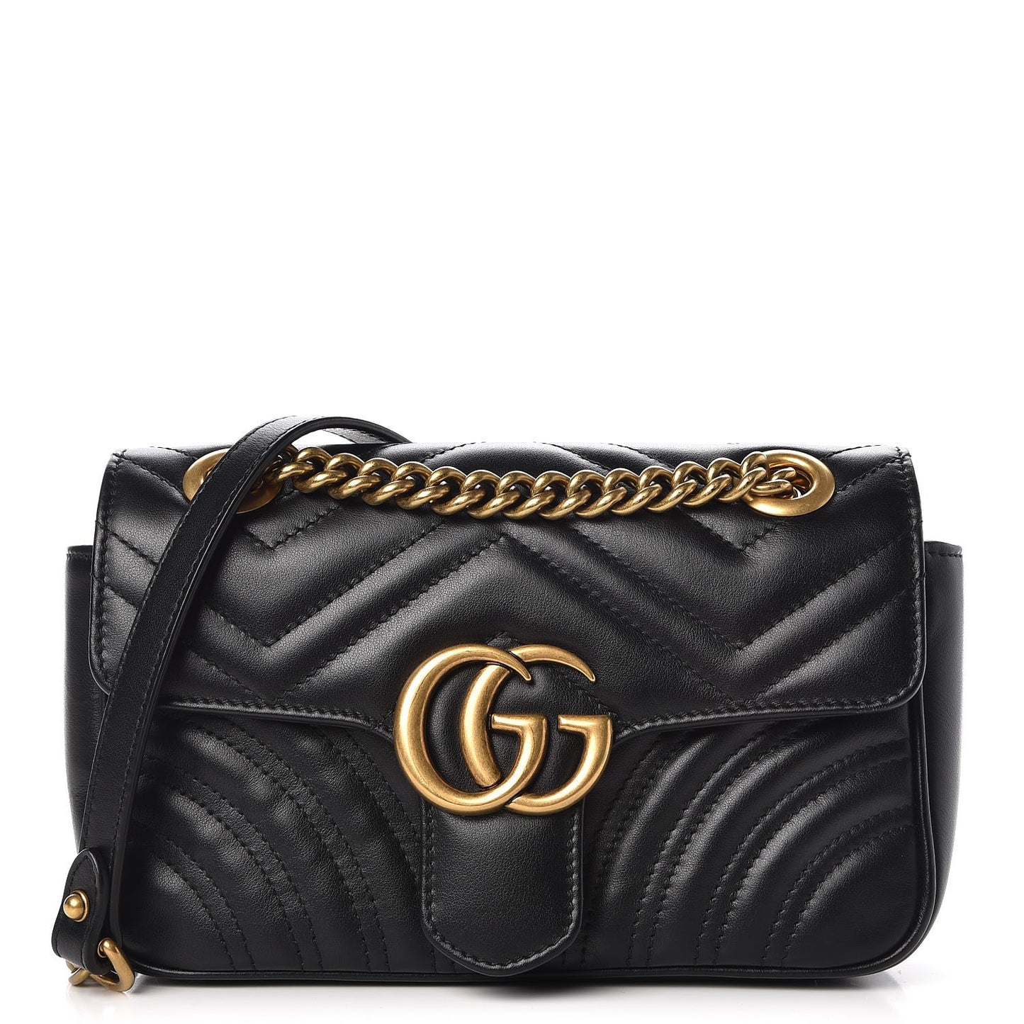 Calfskin Matelasse Mini GG Marmont Shoulder Bag Black