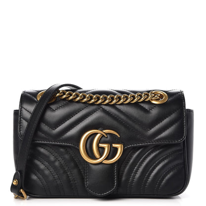 Gucci Calfskin Matelasse Mini GG Marmont Shoulder Bag Black 1 of 7