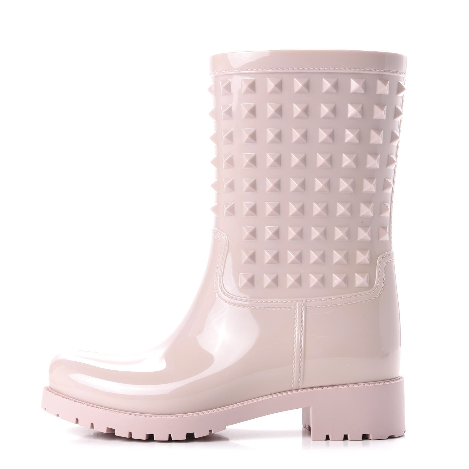 Valentino Garavani Rubber Rockstud Short Rainboots 37 Water Rose 1 of 8