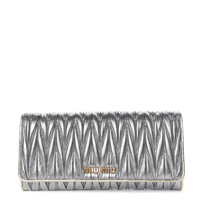 Miu Miu Metallic Nappa Matelasse Wallet Cromo Pirite 1 of 10