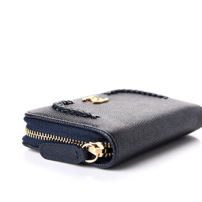 Chanel Caviar Braided Zip Around Coin Purse Navy 5 of 10