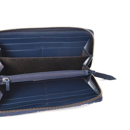 Gucci Calfskin Matelasse GucciGhost GG Marmont Zip Around Wallet Blue Agata Hibiscus Red 5 of 8